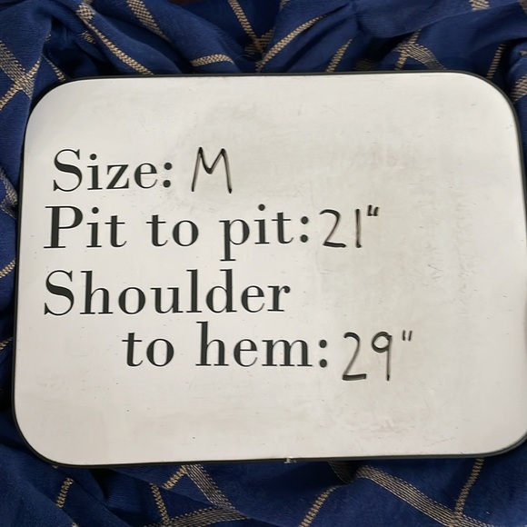 Lands End Lightweight Cardigan Medium Open Front Blue Check Pockets Long Sleeve - Picture 9 of 9